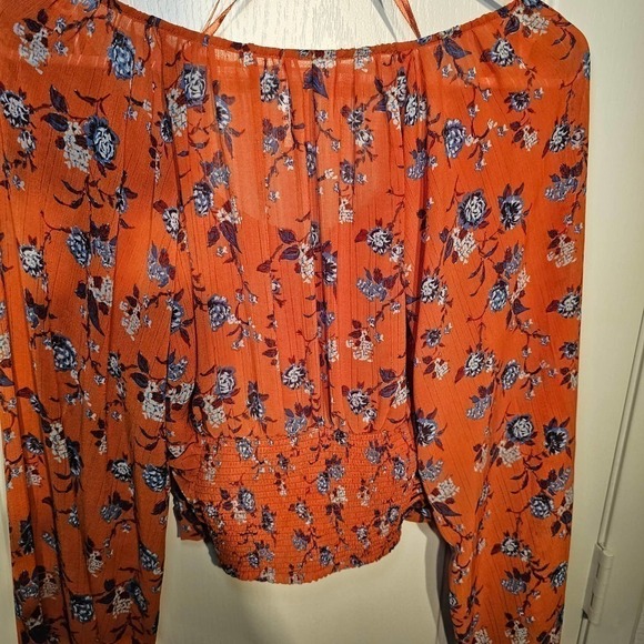 Free People Rose floral print blouse orange size xs - Picture 11 of 11